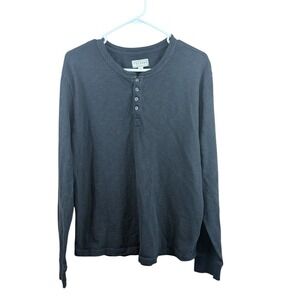 Tecovas‎ Henley Shirt Men's Large Long Sleeve Western Goods Black Slub Cotton